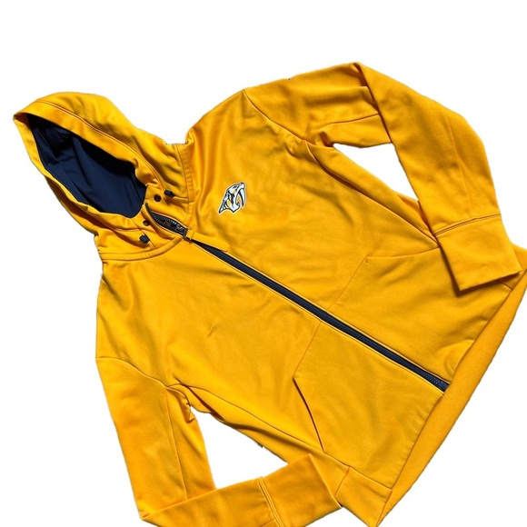 NWOT FANATICS NASHVILLE PREDATORS YELLOW/BLUE FULL LENGTH ZIP UP HOODIE SMALL - Picture 3 of 11